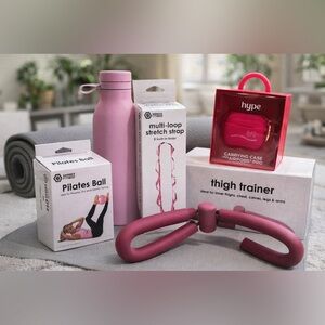 Fitness Essentials Bundle | Pilates, Stretch Strap, Thigh Trainer + Tech